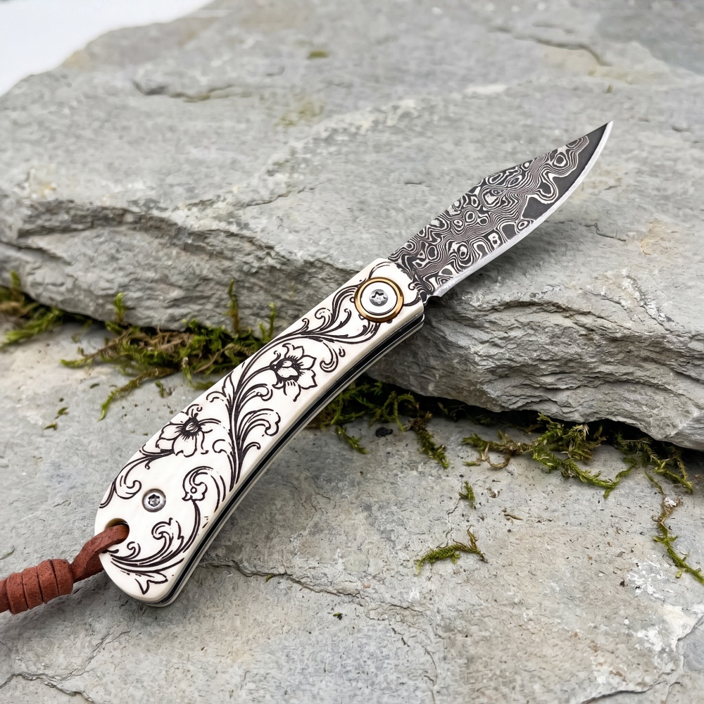 Woodworking Marking Knife - Легкий складной нож Damascus для рыбалки