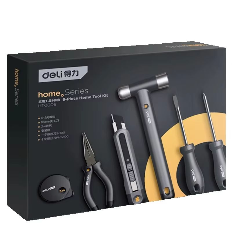 Woodworking Hammer - Набор многоинструментов DELI, черный, 6 шт.,