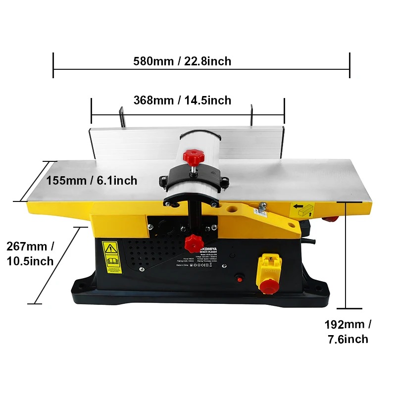 Bench Plane Jointer - 6-дюймовый настольный строгальный станок по дереву,